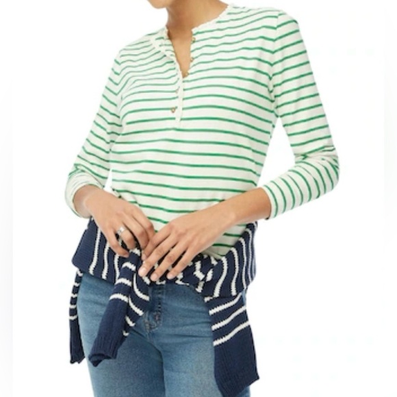 J. Crew Tops - NWT J Crew Women’s Striped Henley 100% Cotton size 2x